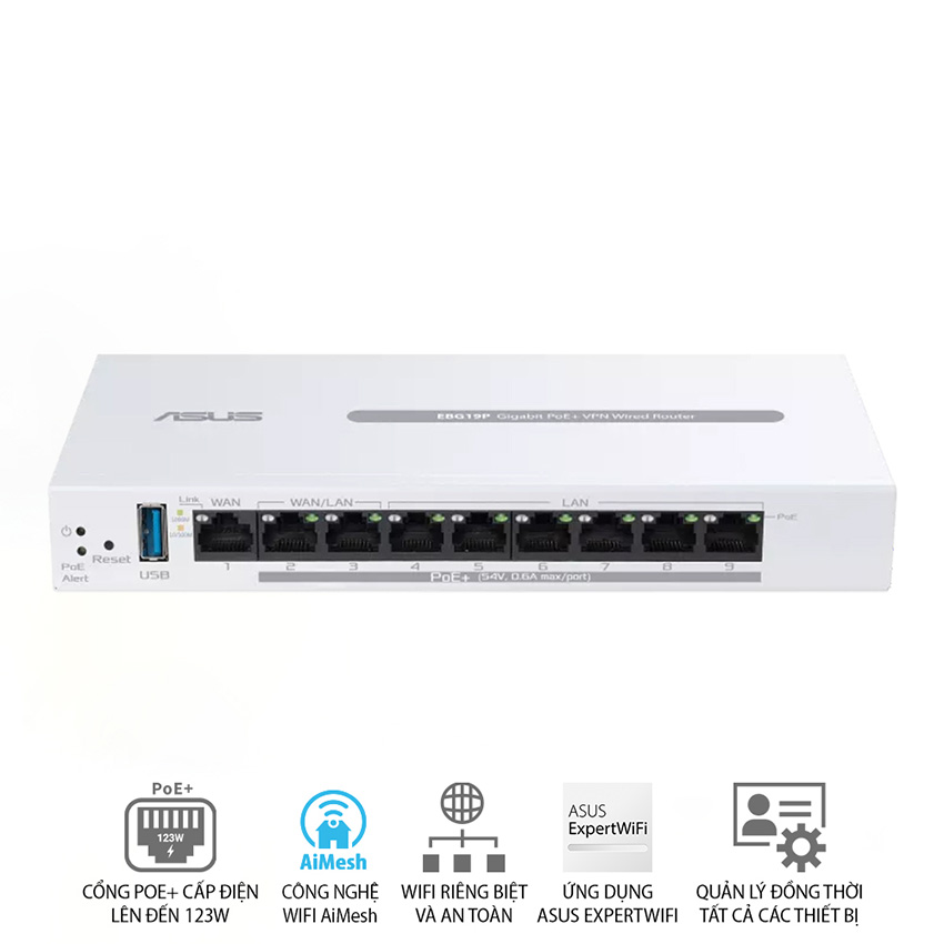 Bộ định tuyến có dây ASUS ExpertWiFi EBG19P Gigabit PoE+ VPN