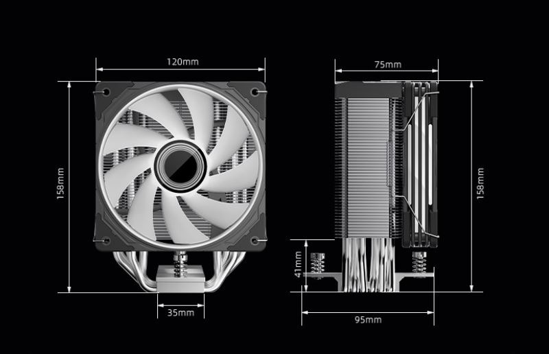 Tản nhiệt khí Cool Moon GT600 Digital Led ARGB - Black (6 ống đồngHiển thị nhiệt độ) 4