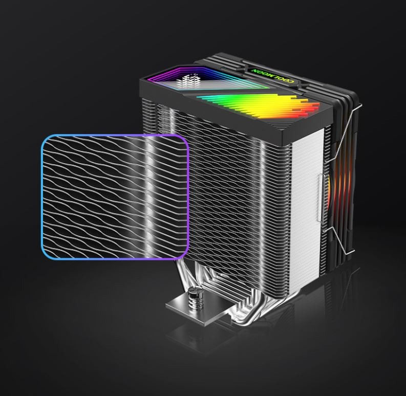 Tản nhiệt khí Cool Moon GT600 Digital Led ARGB - Black (6 ống đồngHiển thị nhiệt độ)