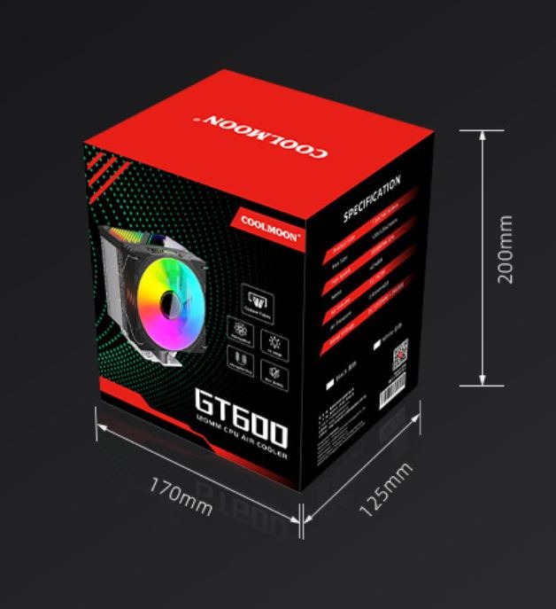 Tản nhiệt khí Cool Moon GT600 Digital Led ARGB - Black (6 ống đồngHiển thị nhiệt độ) 7