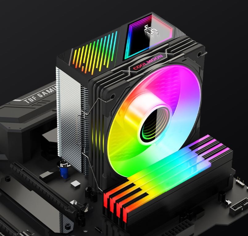 Tản nhiệt khí Cool Moon GT600 Digital Led ARGB - Black (6 ống đồngHiển thị nhiệt độ) 1