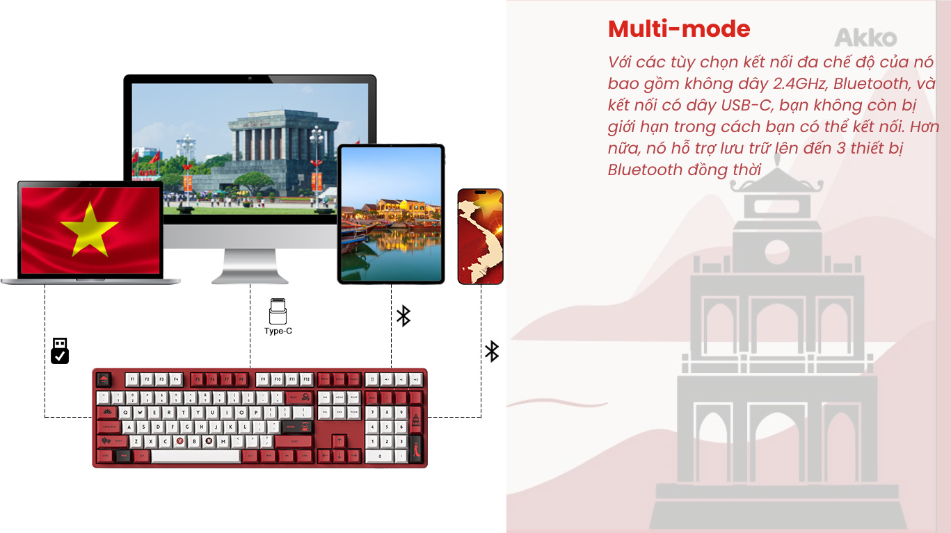 Bàn phím AKKO 5108B Plus Red World Tour Viet Nam 6