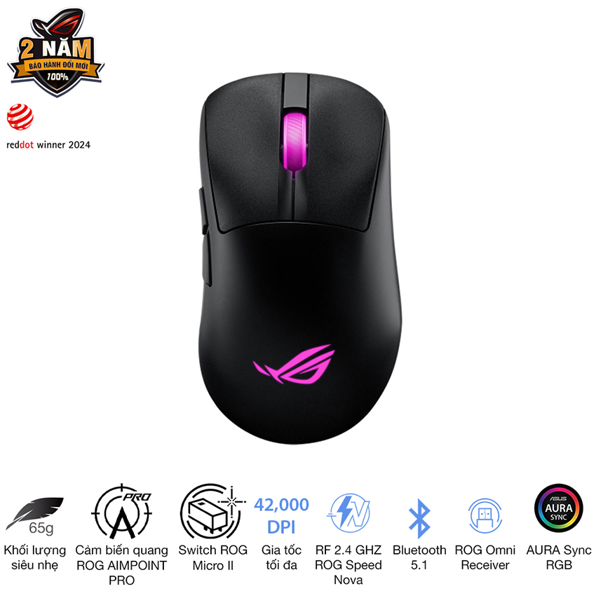CHUỘT GAMING KHÔNG DÂY ASUS ROG KERIS II ORIGIN (MÀU ĐEN)