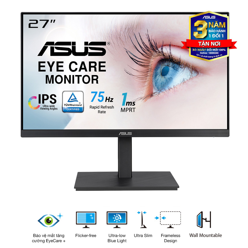 MÀN HÌNH ASUS VA27EQSB (27 INCH/FHD/IPS/75HZ/5MS/LOA)