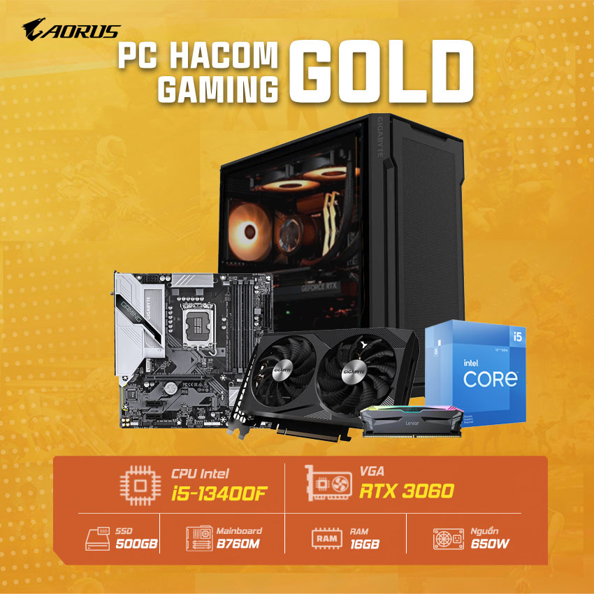 PC HACOM GOLD PRO 042 ( Intel i5 13400F/ VGA RTX 3060/ WIFI ) POWERED BY GIGABYTE