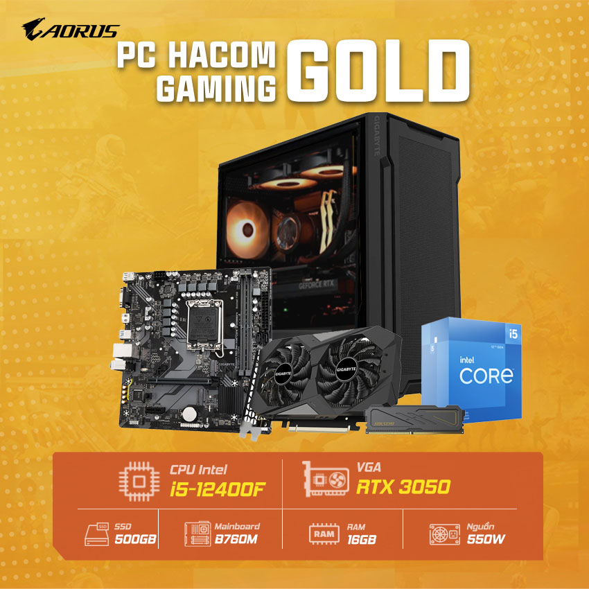 PC HACOM GOLD PRO 044 ( Intel i5 12400F / VGA RTX 3050 ) POWERED BY GIGABYTE