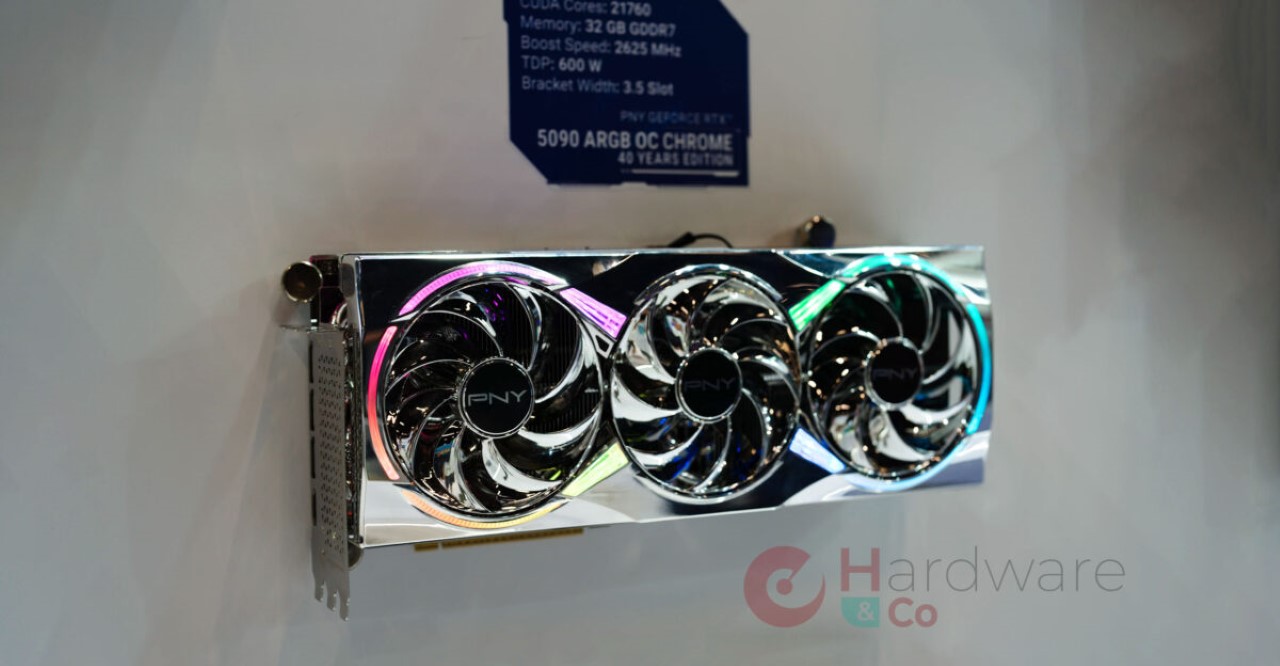 PNY công bố RTX 5090/5080 ARGB OC Chrome phiên bản kỷ niệm 40 năm