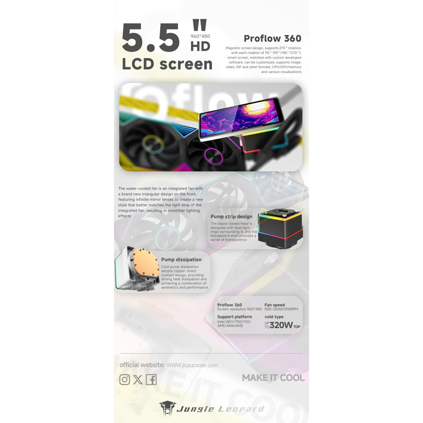 Tản nhiệt nước JUNGLE LEOPARD Pro Flow 360 Trắng - Hình 5