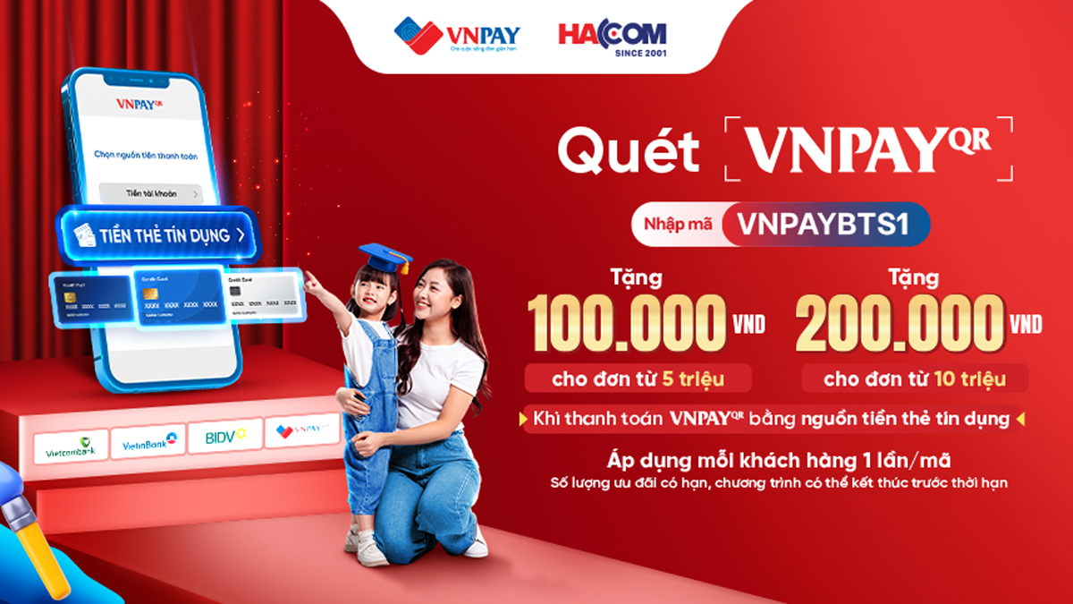 Quét QR, chọn thẻ tín dụng – Giảm ngay đến 200K! - HACOM
