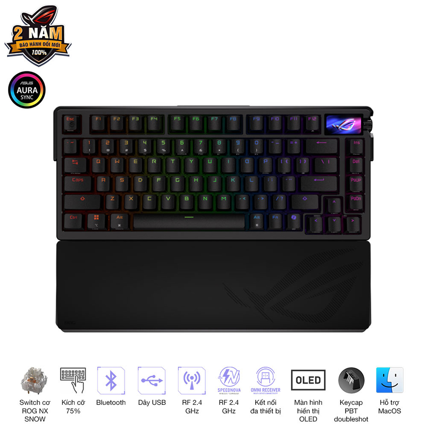 BÀN PHÍM CƠ GAMING KHÔNG DÂY ASUS ROG AZOTH EXTREME (ROG NX STORM SWITCH)