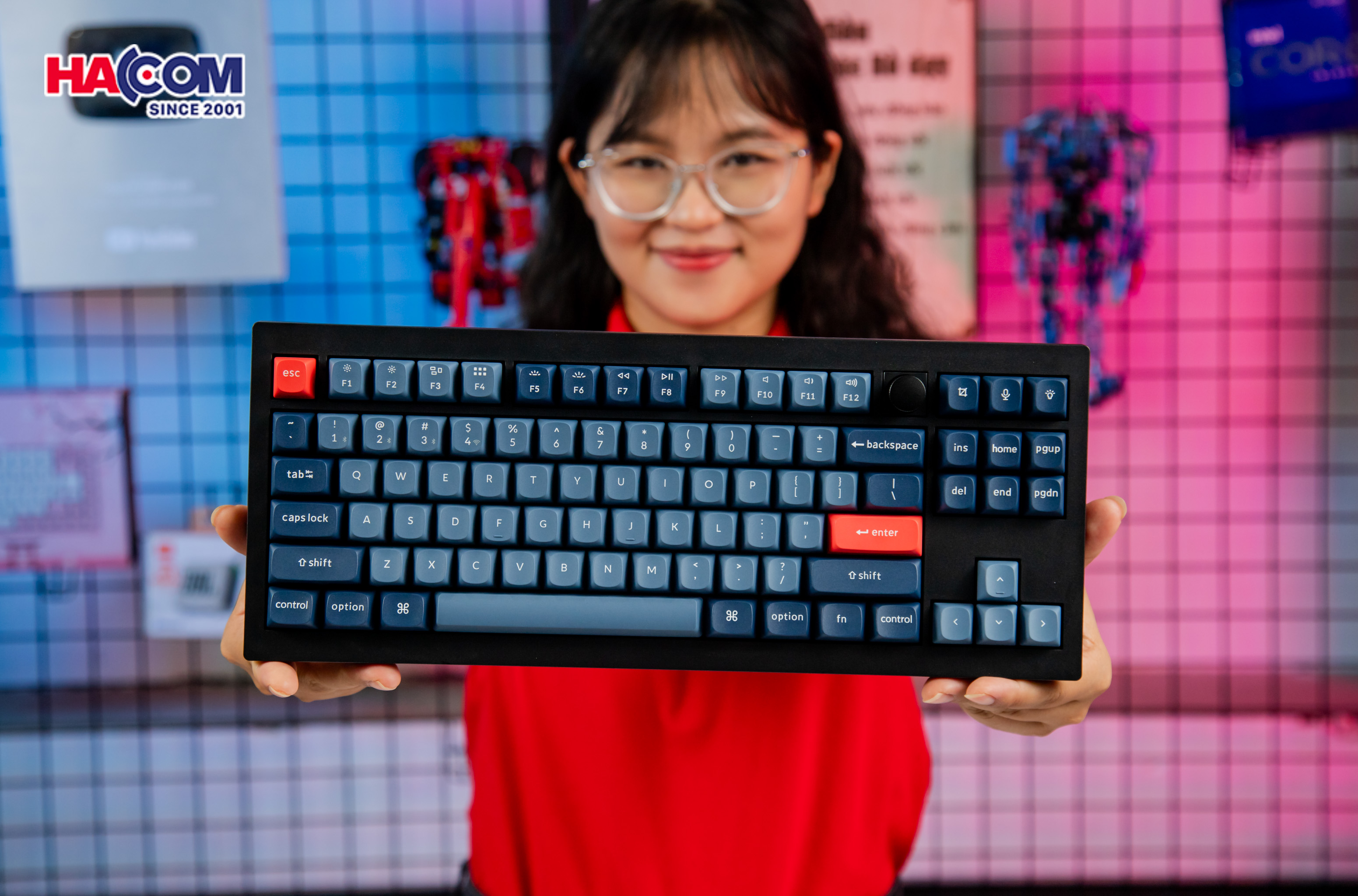 Bàn phím Keychron V3M-D1 V3 Max Swappable RGB Backlight Red Switch - Black - Knob Version - Hình 2