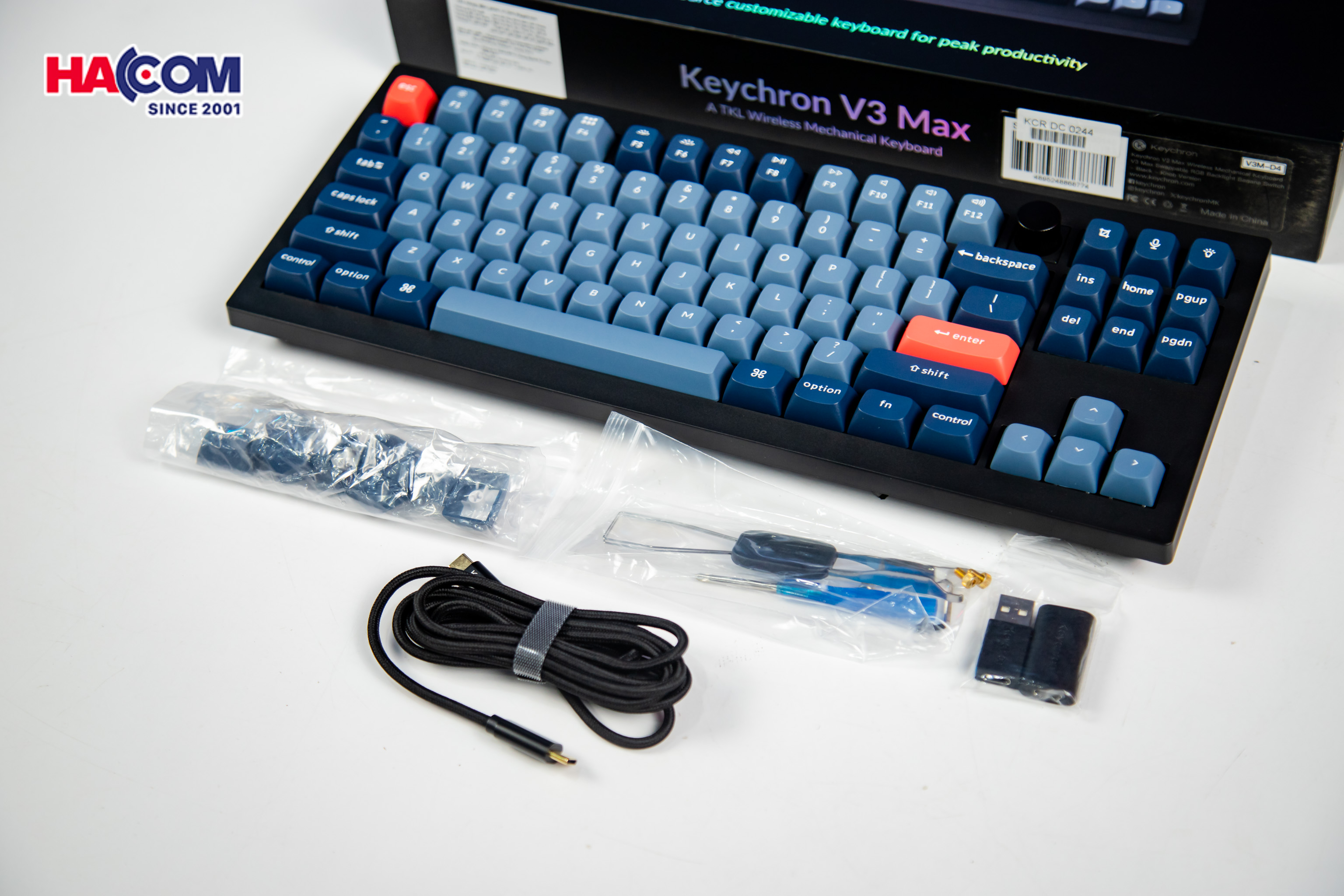 Bàn phím Keychron V3M-D1 V3 Max Swappable RGB Backlight Red Switch - Black - Knob Version - Hình 4