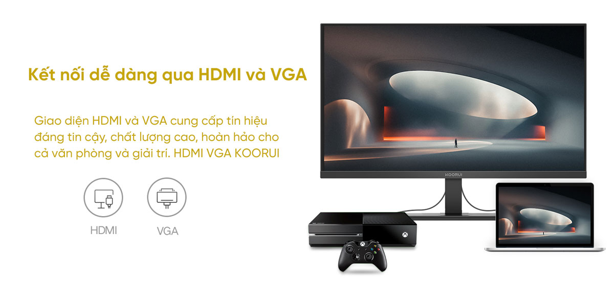 màn hình Koorui E2411F có kết nối linh hoạt và tiết kiệm không gian