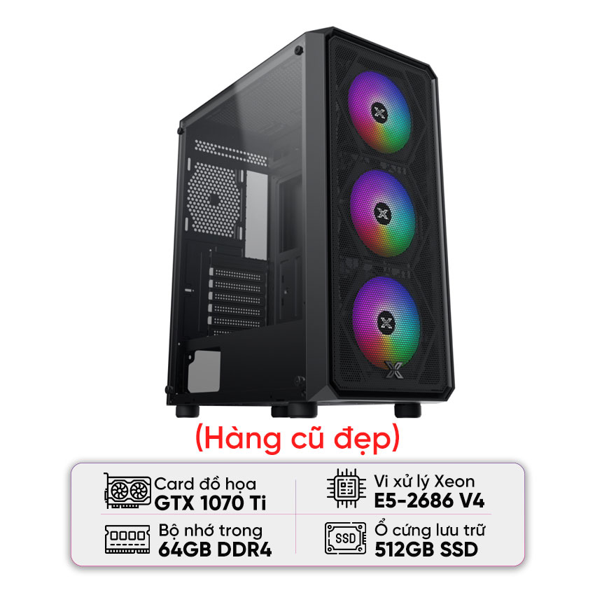 PC GIẢ LẬP DUAL XEON (E5-2686 V4/X99/64B RAM/512GB SSD/GTX 1070 TI/750W)