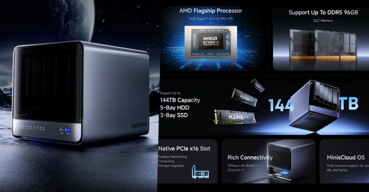 Minisforum ra NAS N5 Pro với Ryzen AI 9 HX PRO 370 và Radeon 890M