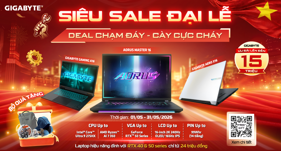 Banner trang chủ gigabyte siêu sale đại lẽ 