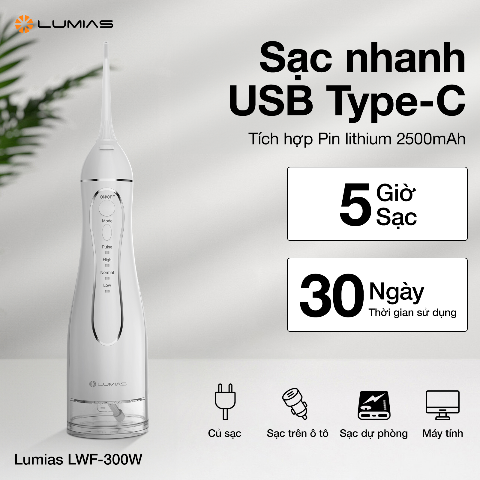Máy Tăm Nước Dung Tích 300ML Lumias LWF-300W - Màu Trắng 4