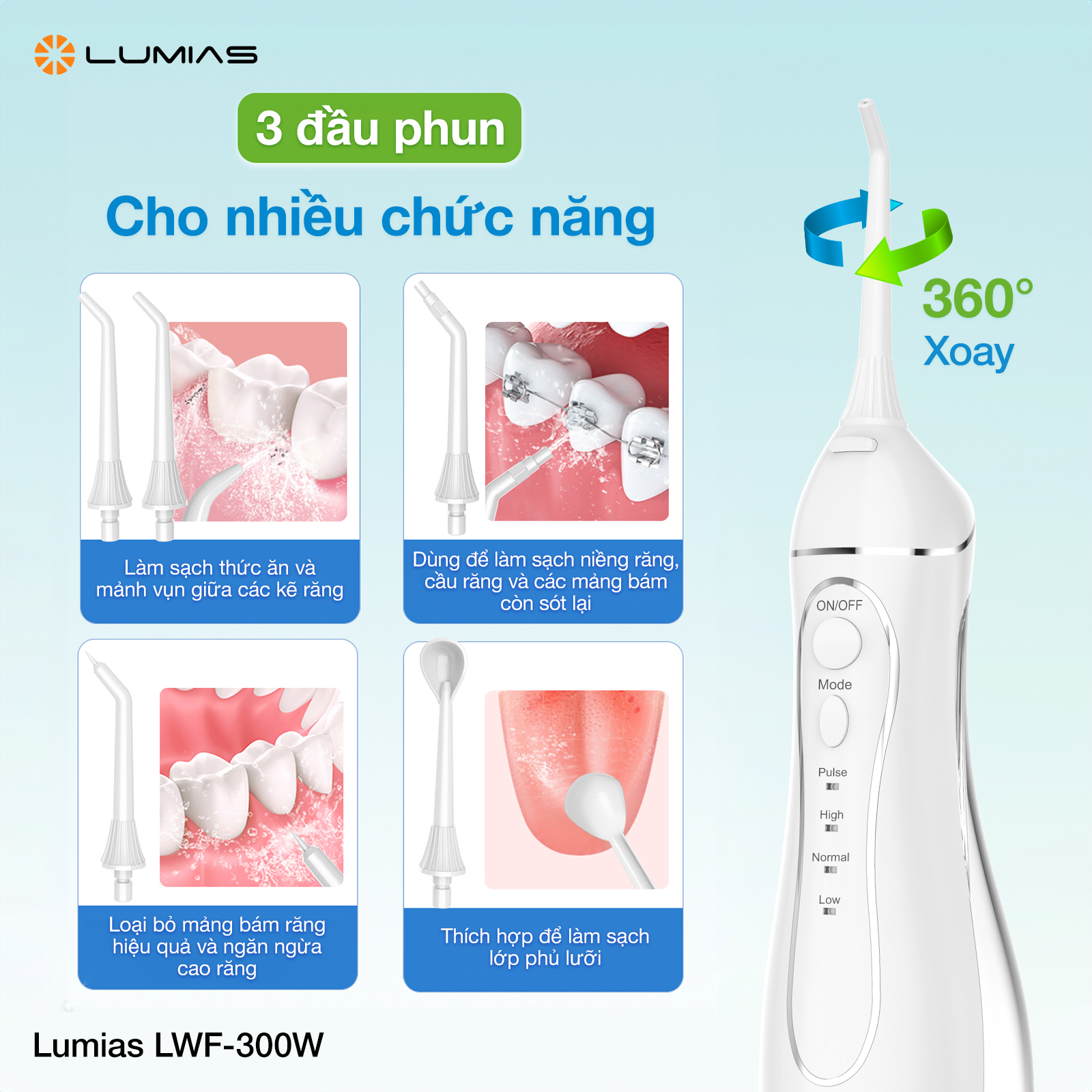 Máy Tăm Nước Dung Tích 300ML Lumias LWF-300W - Màu Trắng 8 