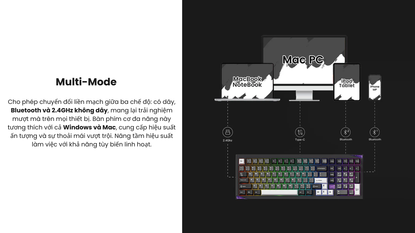 Bàn phím AKKO Mineral 02 VIA Black & Silver (Mirror Switch) 5