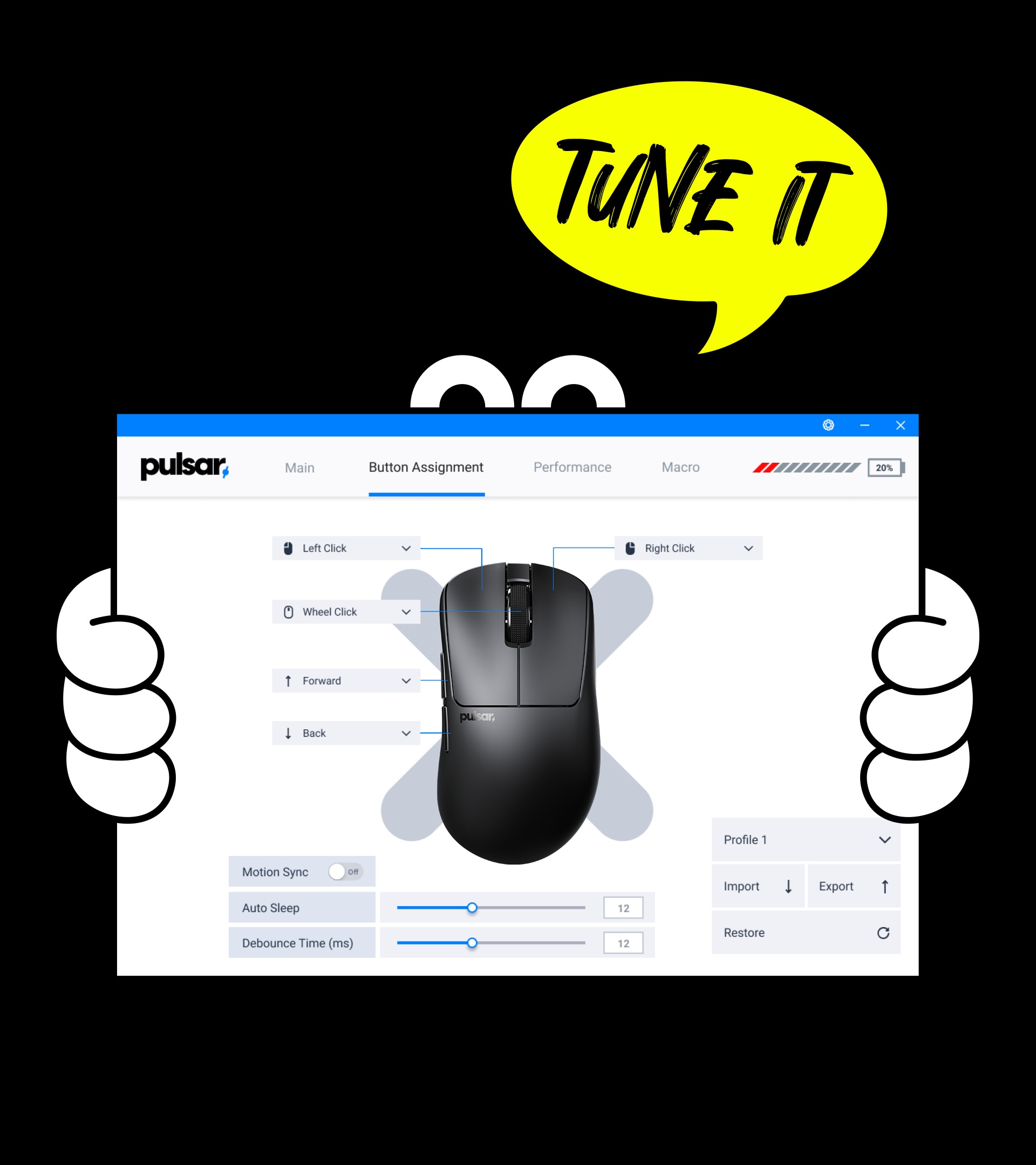 chuot pulsar khong day xlite crazylight jet black pxlcl101 mepu0052 2
