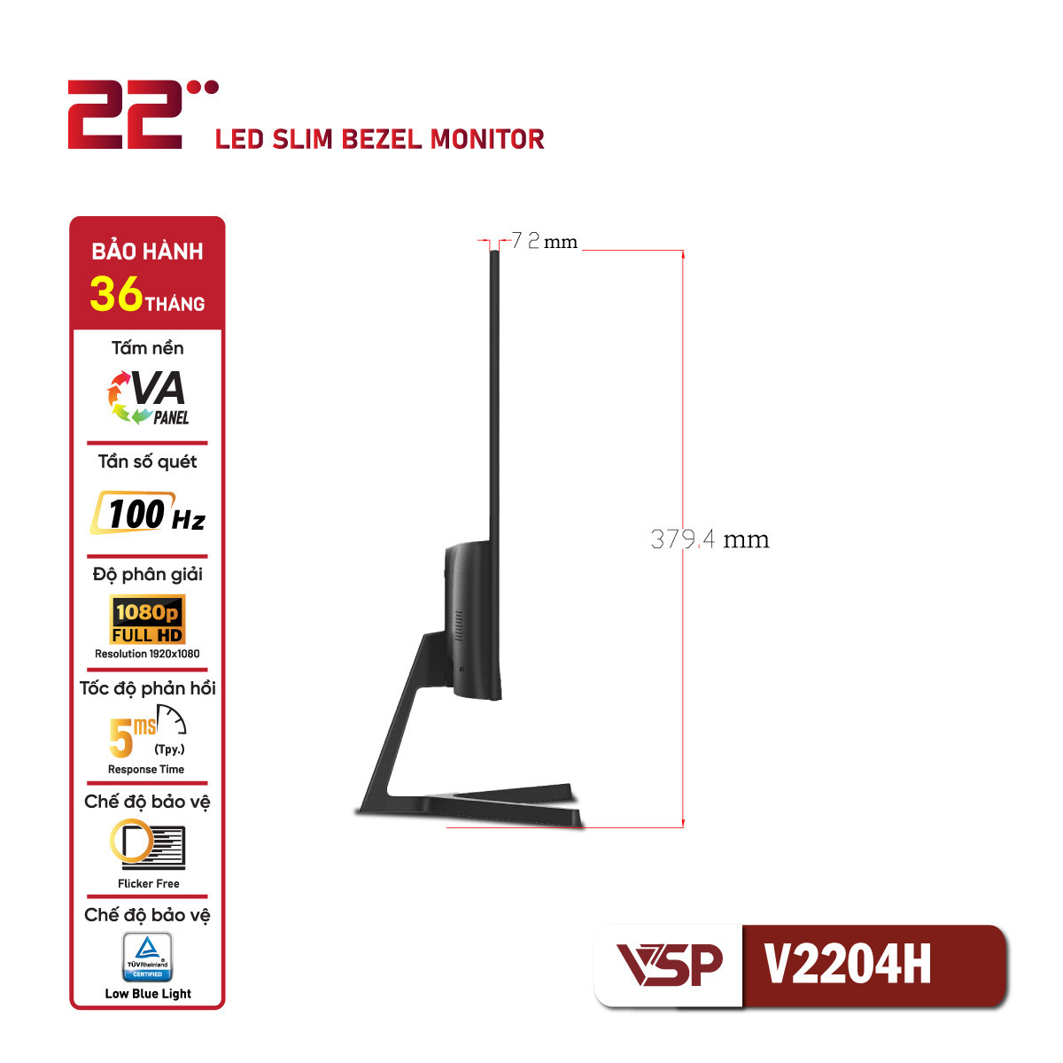 man hinh may tinh vsp v2204h hdmi vga