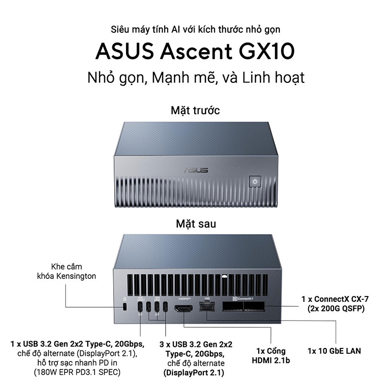 bo mini pc ai asus ascent gx10 gg0036bn nvidia gb10128 gb ram1tb m2 nvme ssd pcan0038 6