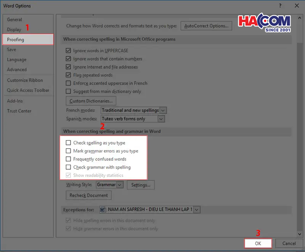 cach tat kiem tra chinh ta trong word hacom 4