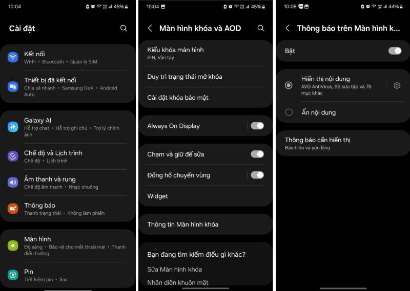 Cách bật thông báo màn hình khóa Samsung - HACOM