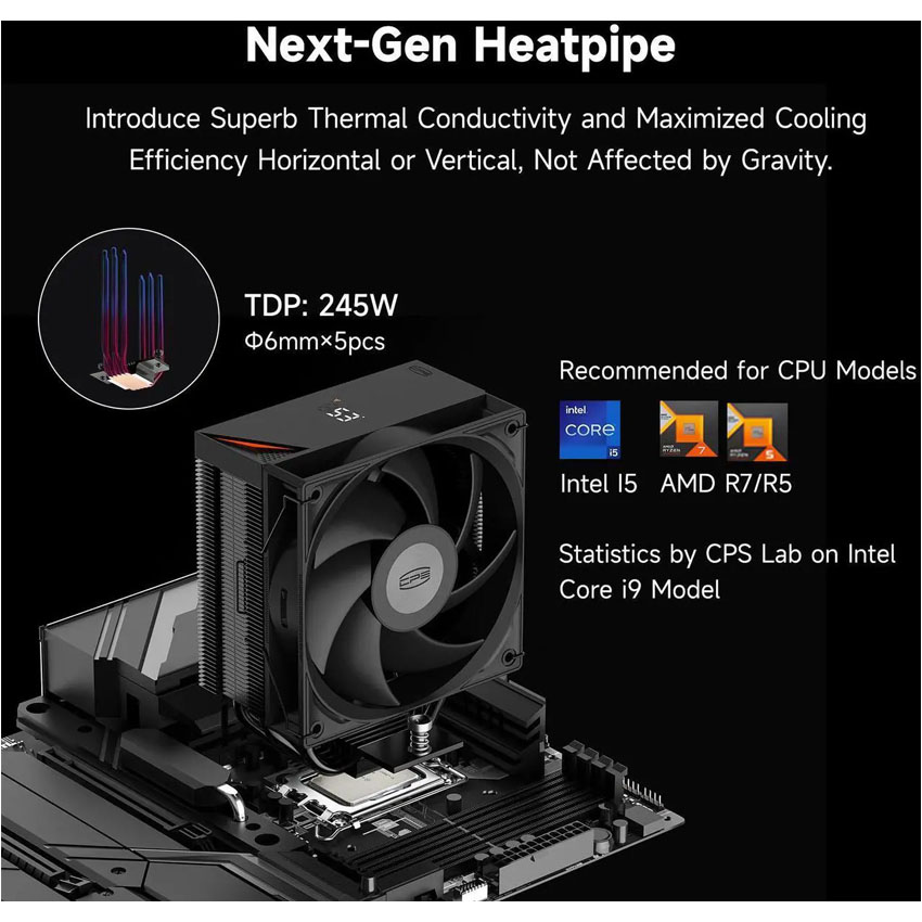 Tản nhiệt khí PC COOLER RT500 Digital BK Black 5