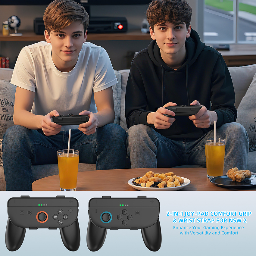 Vỏ tay cầm bằng nhựa có dây đeo Grip Controller for Switch 2 Twin Pack 2 in 1 màu đen JYS-NS2276 3