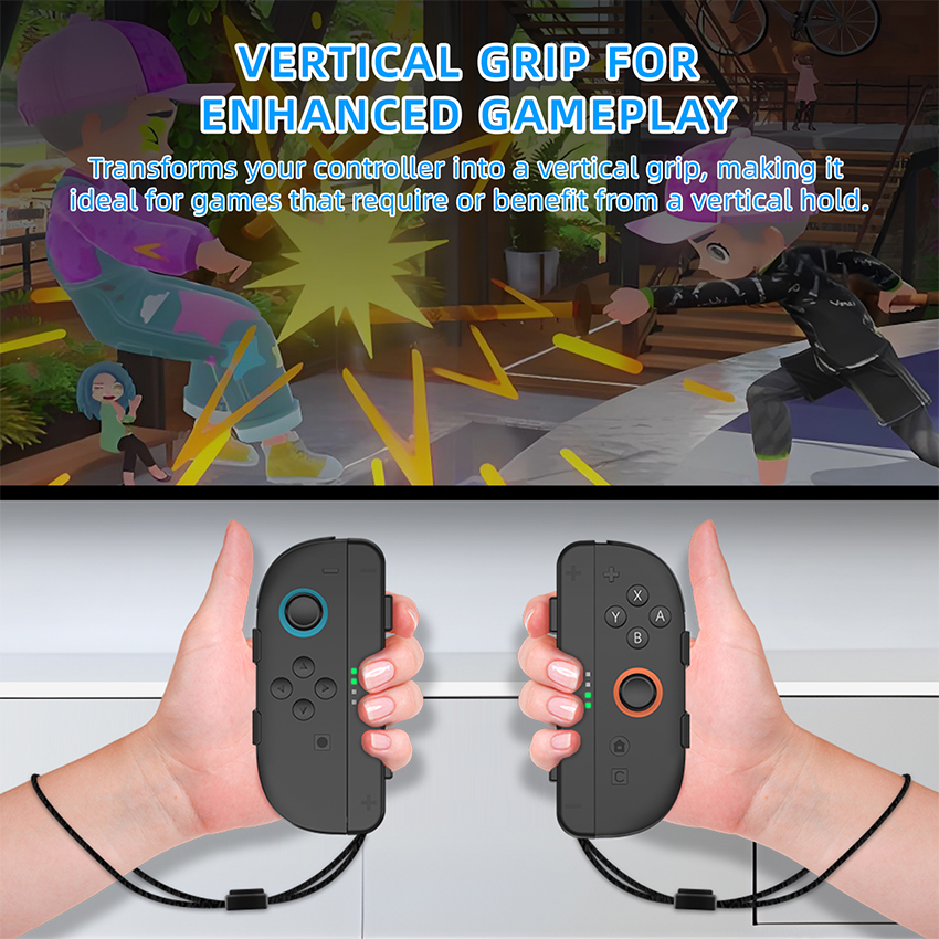 Vỏ tay cầm bằng nhựa có dây đeo Grip Controller for Switch 2 Twin Pack 2 in 1 màu đen JYS-NS2276 5