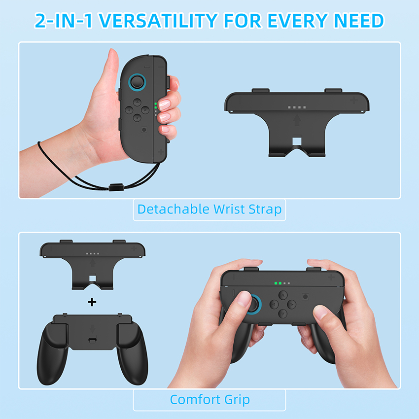 Vỏ tay cầm bằng nhựa có dây đeo Grip Controller for Switch 2 Twin Pack 2 in 1 màu đen JYS-NS2276 8