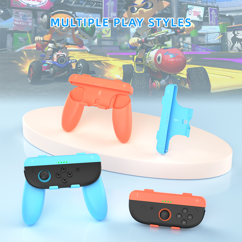 Vỏ tay cầm bằng nhựa có dây đeo Grip Controller for Switch 2 Twin Pack 2 in 1 màu xanh pha cam JYS-NS2276 9