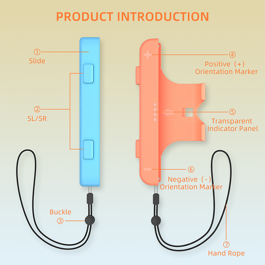 Vỏ tay cầm có dây đeo Hand grip with strap for Switch 2 Joy-Con màu xanh pha cam JYS-NS2280 8