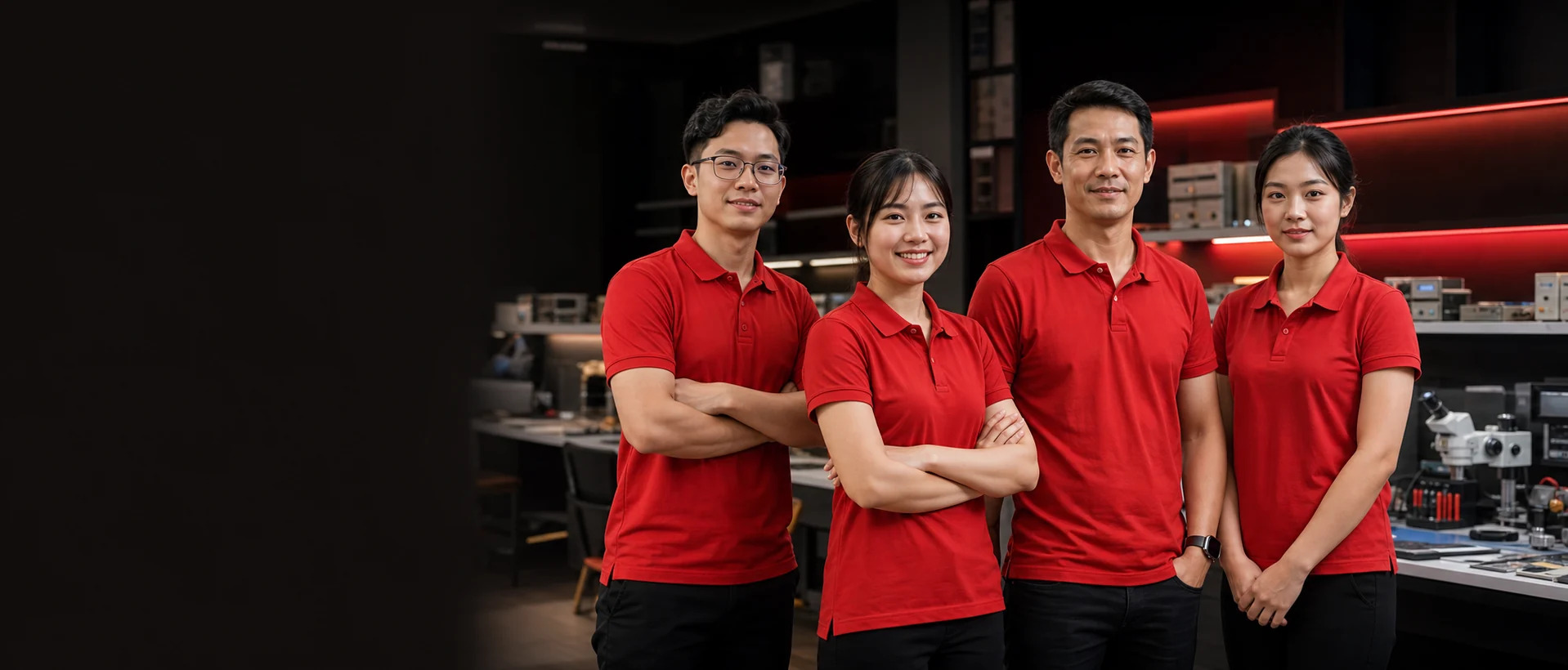 Đội ngũ kỹ thuật viên Dịch Vụ Tốt trong trung tâm sửa chữa