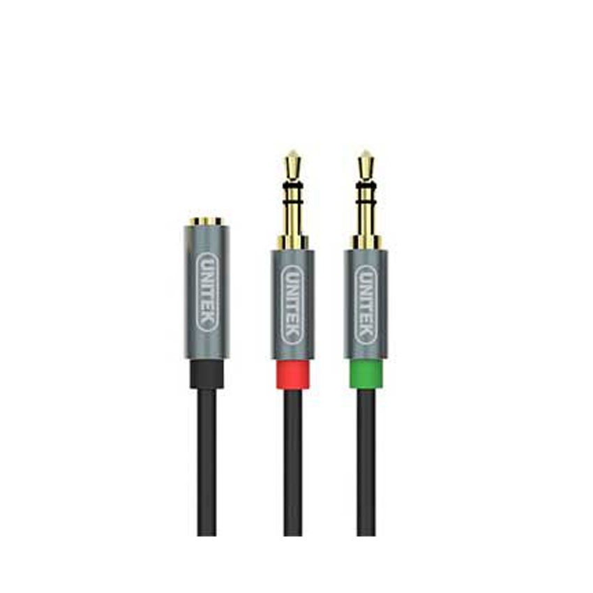 Cáp Audio gộp 2 cổng Mic & Loa vào 1 cổng 3,5mm UNITEK Y-C 957ABK 20cm