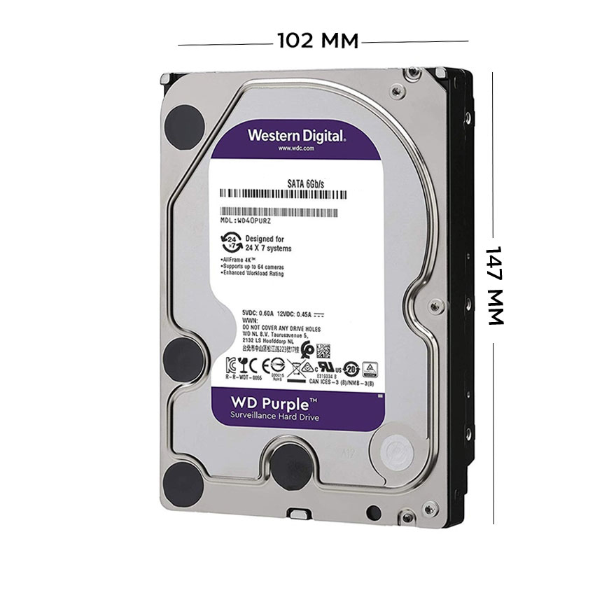 Ổ Cứng HDD WD Purple 1TB 3.5 inch, 5400RPM, SATA III, 64MB Cache (WD11PURZ) - Hình 2