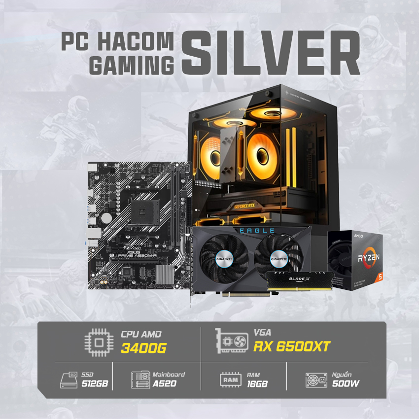 PC HACOM SILVER PRO 032 ( Ryzen 5 3400G / VGA RX 6500 XT )