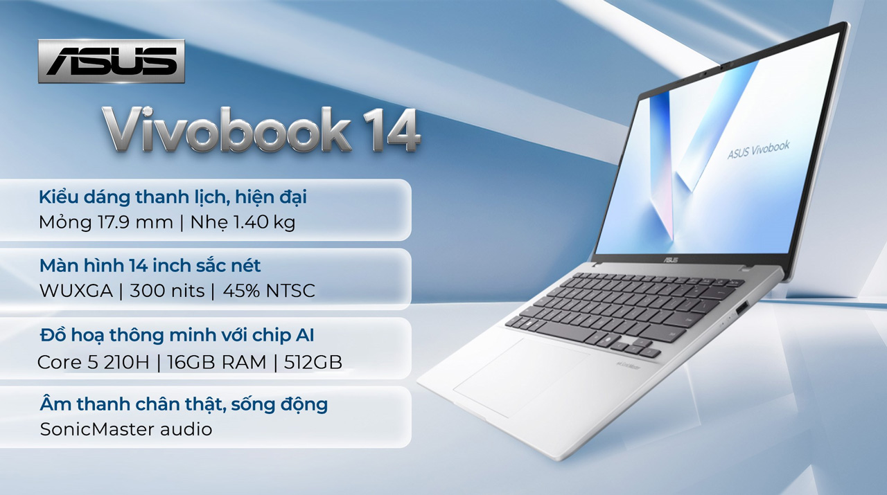 Asus VivoBook S3407VA Core 5 210H màn hình 14 inch gọn nhẹ di động
