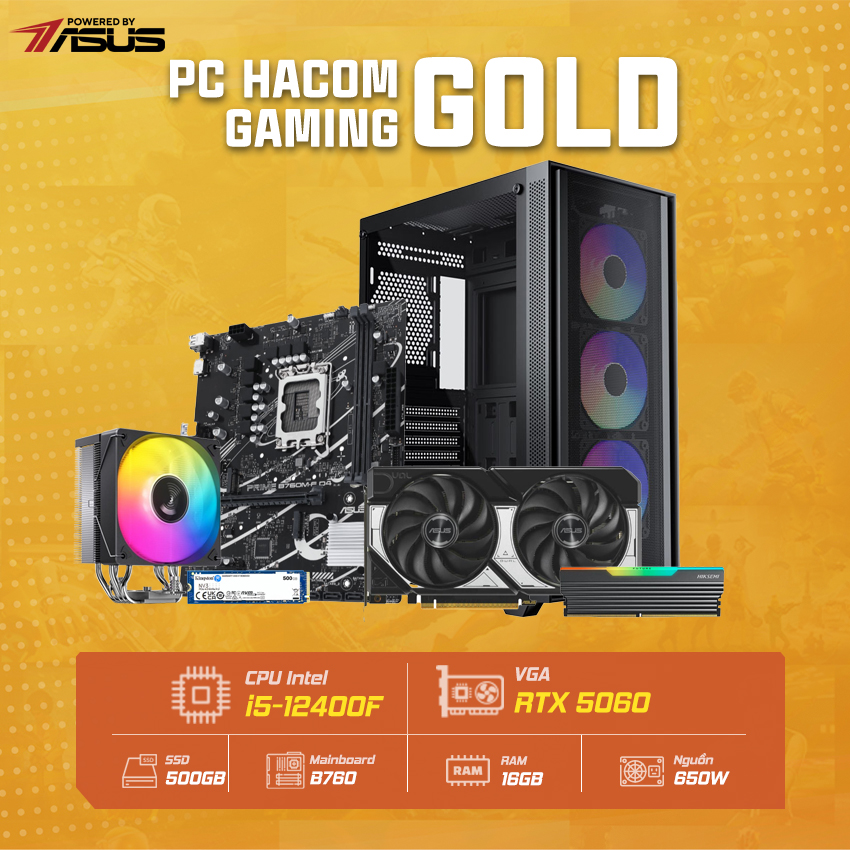 PC HACOM GOLD PRO 063 ( Intel i5 12400F / VGA RTX 5060 ) POWERED BY ASUS