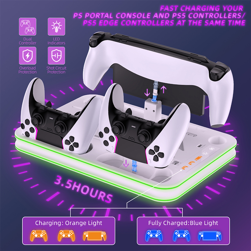 Đế sạc đa năng JYS cho Máy PlayStation 5 Pro / Slim JYS (JYS-P5225) màu trắng 7
