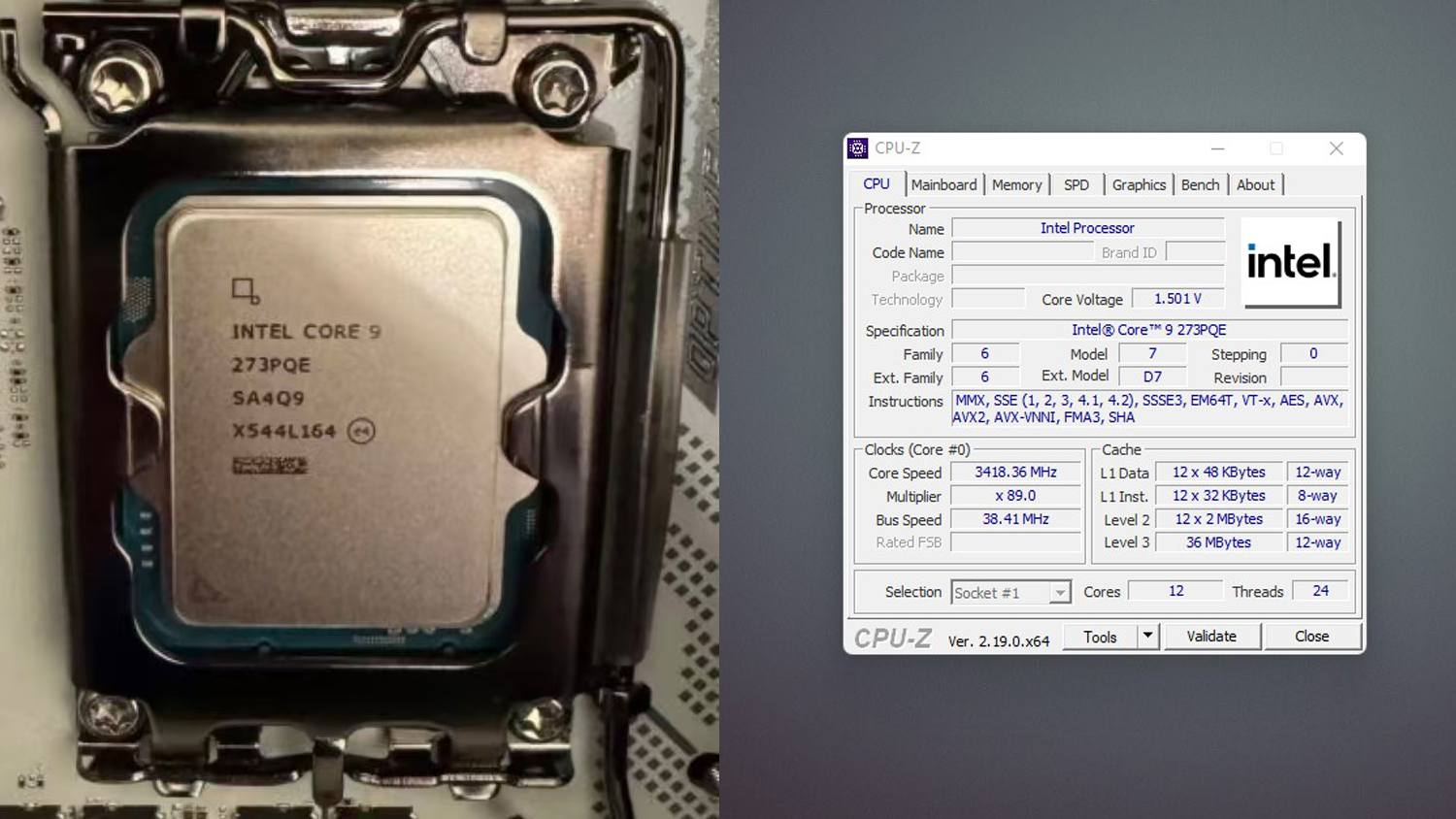 intel core 9 273pqe