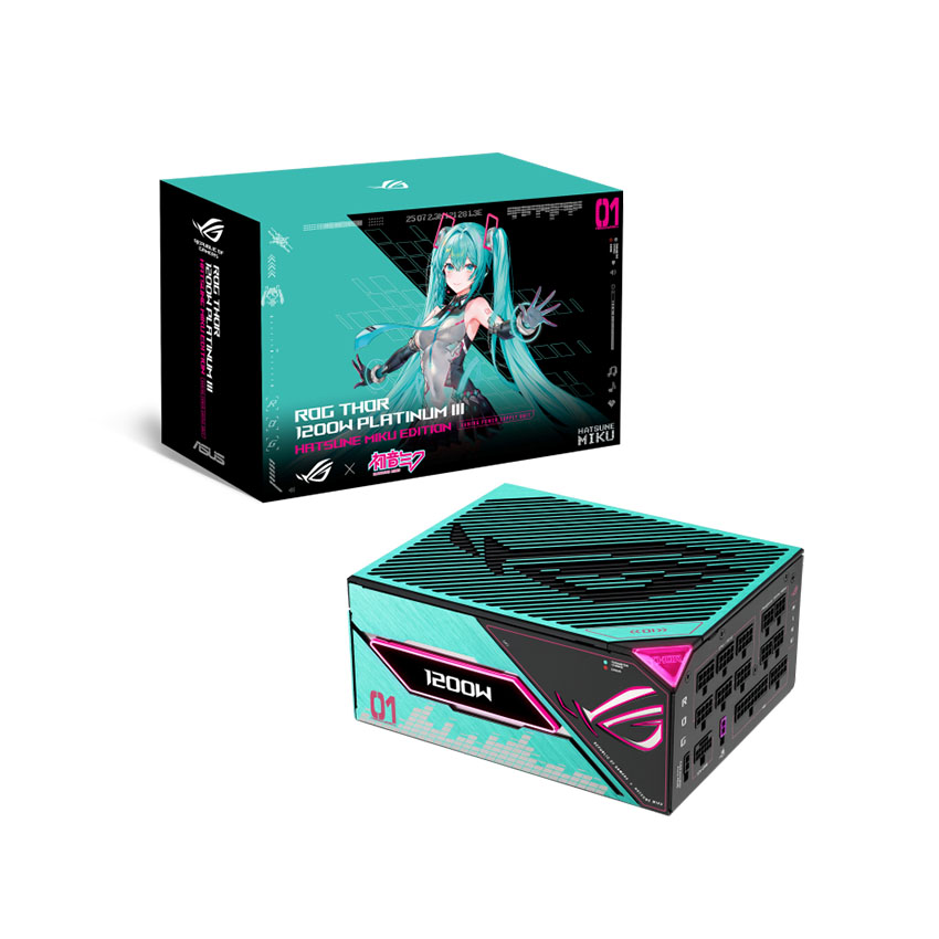 Nguồn Asus ROG THOR 1200P3 Gaming - Hatsune Miku Edition ( 80 Plus Platinum/ATX3.1/Full Modular/Màn oled) 1