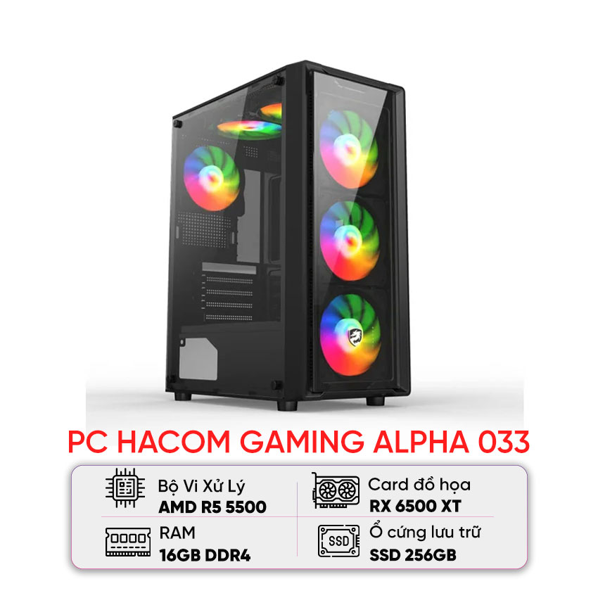 PC HACOM GAMING ALPHA 033 (Ryzen 5500/16GB RAM/256GB SSD/RX 6500 XT)