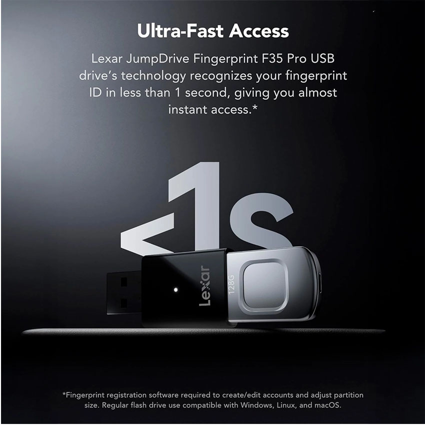 USB Lexar 64GB 3.2 JumpDrive Fingerprint F35 Pro - LJDF35P064G-RNBNG - Hình 3