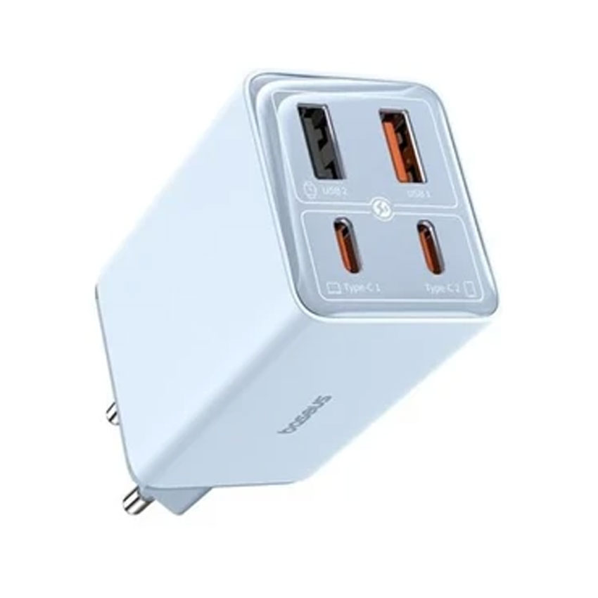 Bộ sạc nhanh hiệu Baseus GaN6 Pro 2C+2U 65W EU - Màu xanh dương With Cable Type-C to Type-C 100W 1m Galaxy Blue chính hãng