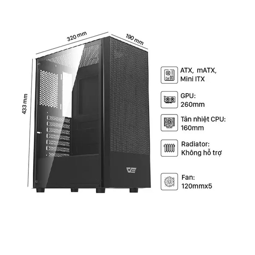 Vỏ case DarkFlash A290 (ATX3 fan) 1