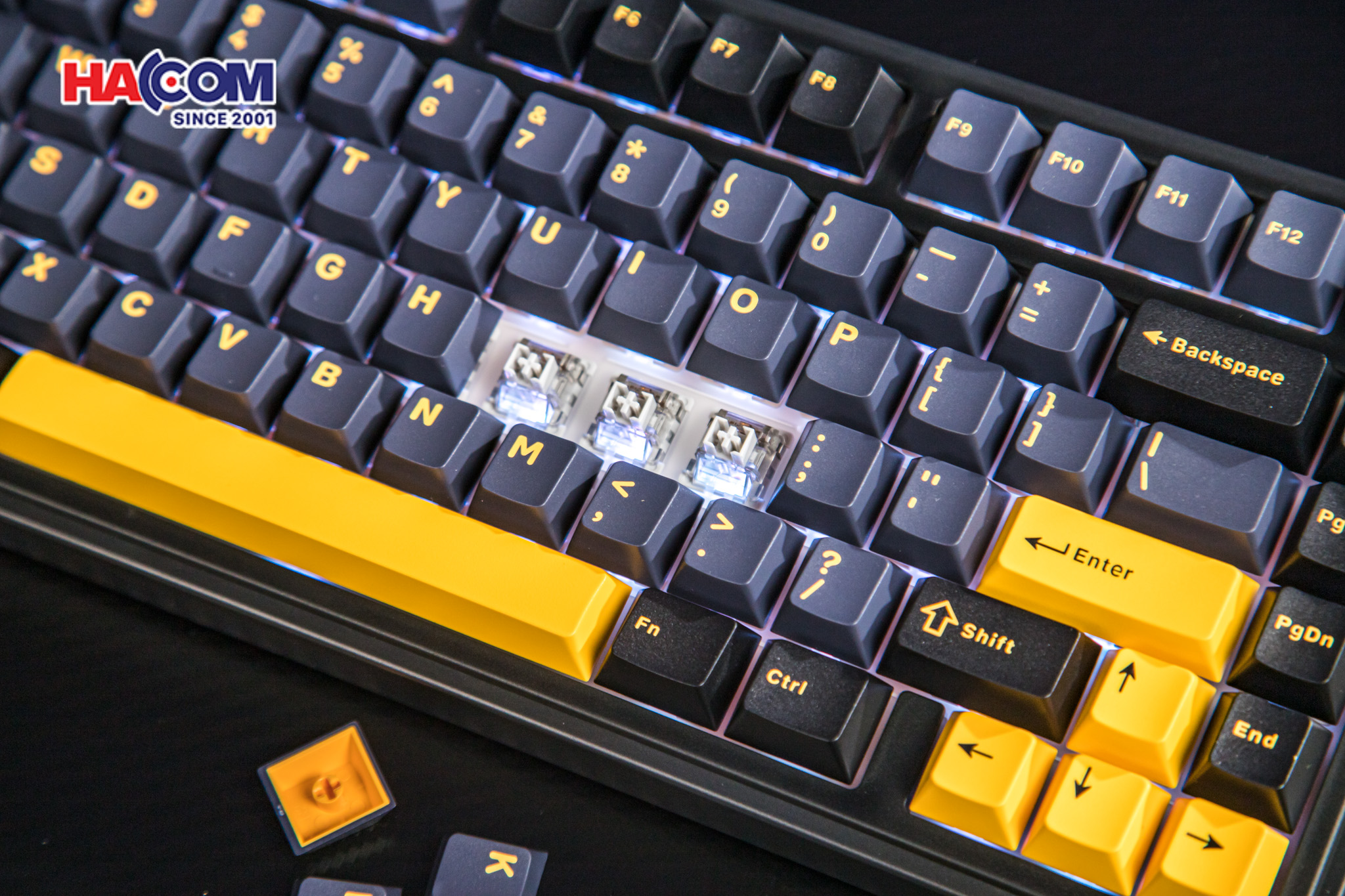 Bàn phím cơ AULA F75 (Đen/Xanh đậm/Cam), (3 Mode, Grey Wood V3 Switch) 12