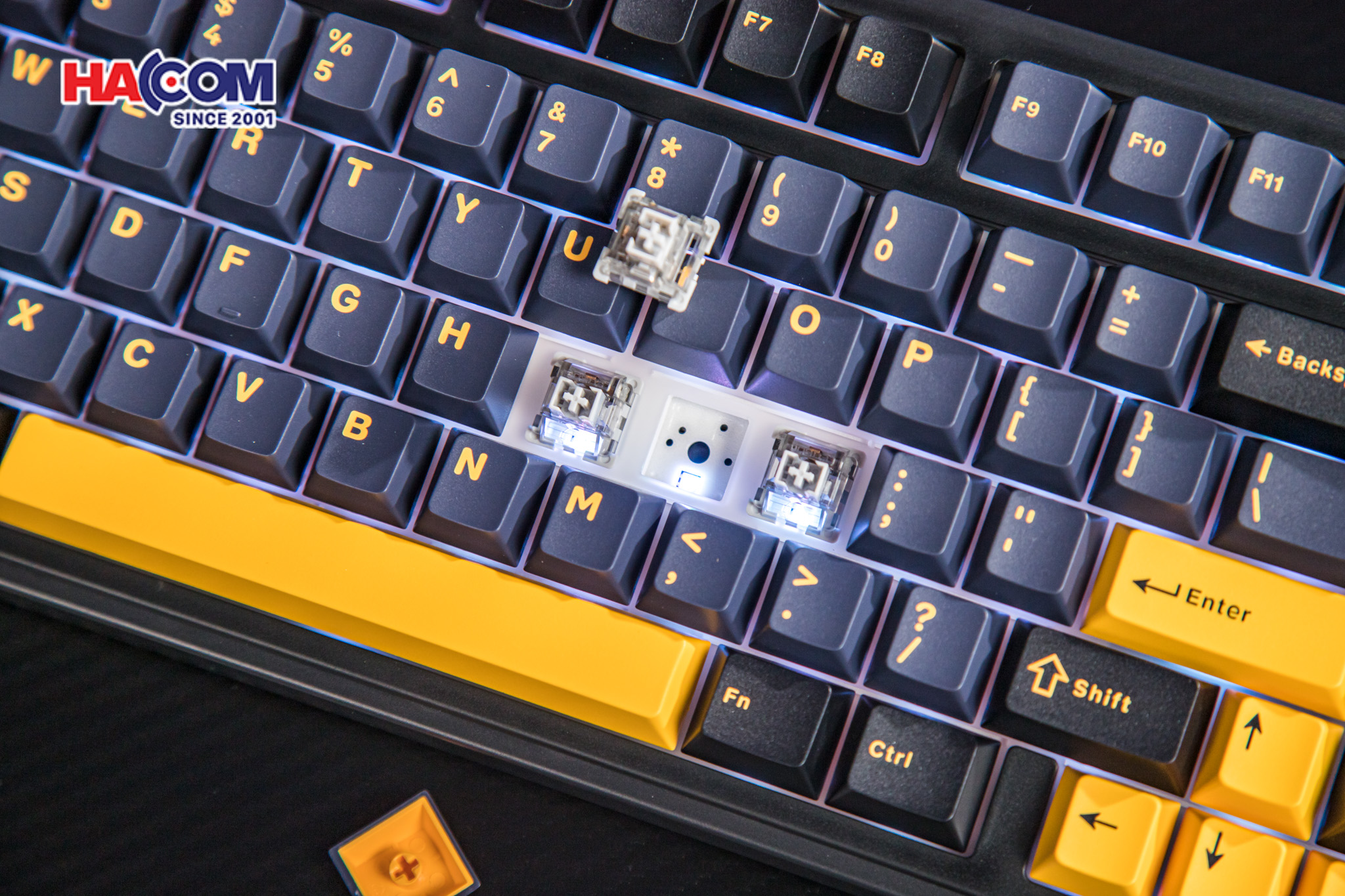 Bàn phím cơ AULA F75 (Đen/Xanh đậm/Cam), (3 Mode, Grey Wood V3 Switch) 13