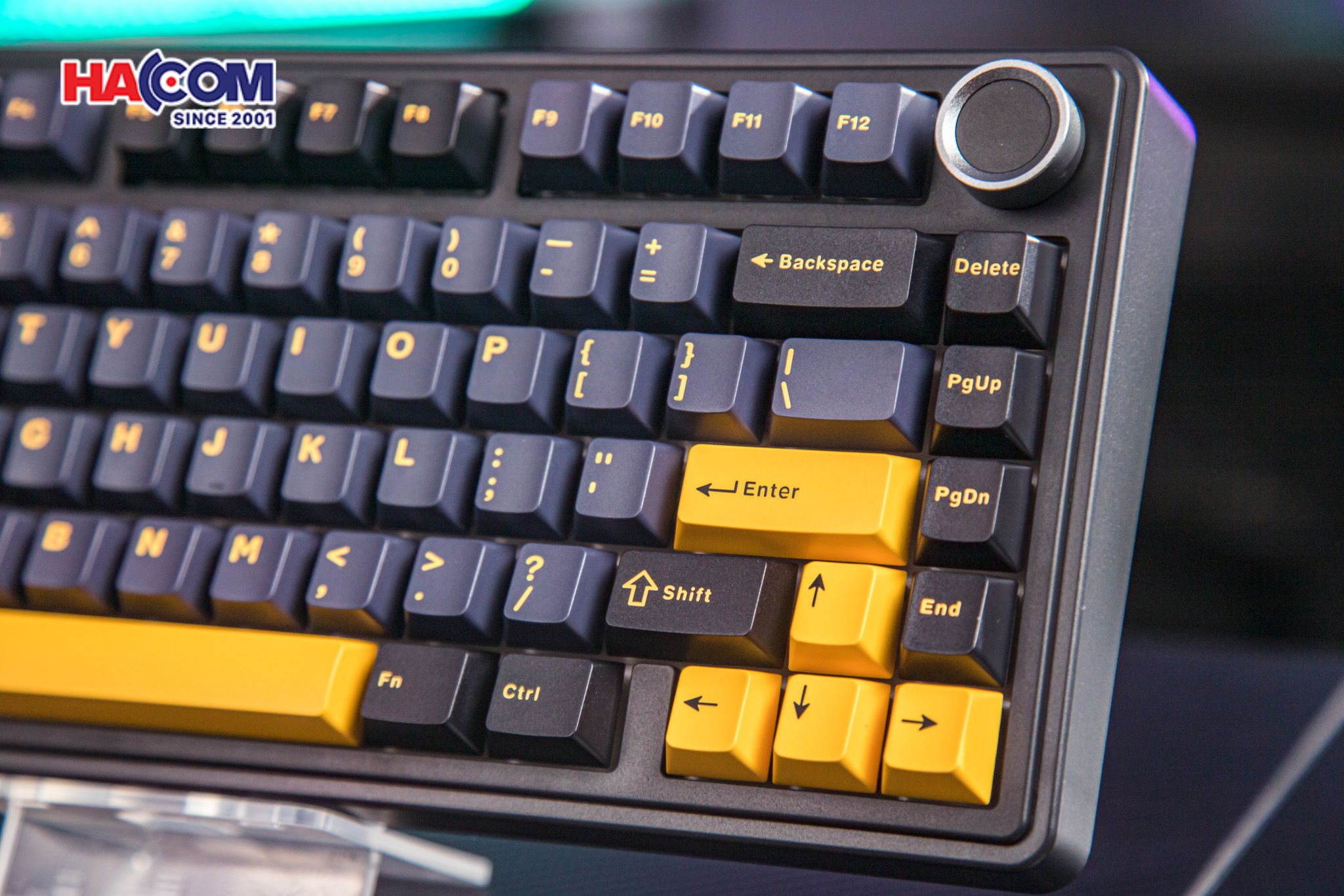 Bàn phím cơ AULA F75 (Đen/Xanh đậm/Cam), (3 Mode, Grey Wood V3 Switch) 5